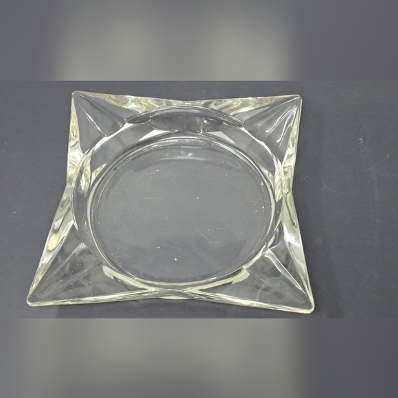 Vintage Clear Glass Square Ashtray - Picture 2 of 3